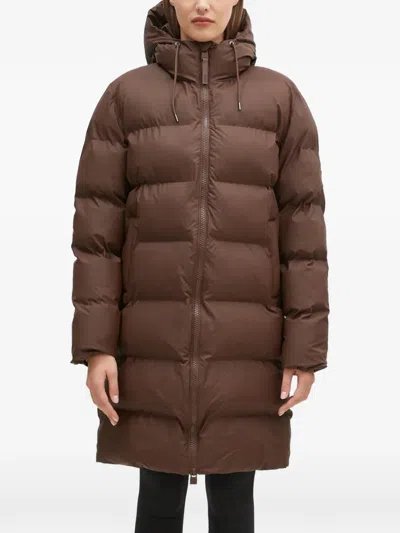 Rains Hooded Padded Jacket In Brown