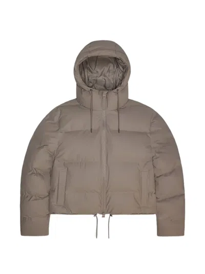 Rains Hooded Padded Jacket In Gray