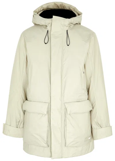 Rains Hooded Padded Rubberised Shell Jacket In White