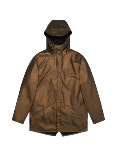 Rains Kapuzenjacke Mit Druckknöpfen In Brown