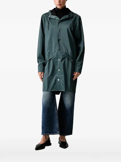 Rains Hooded Press-stud Parka In Green