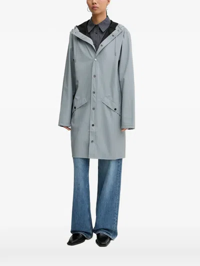 Rains Hooded Press-stud Raincoat In Grey