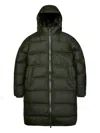 Rains Hooded Puffer Coat In Green
