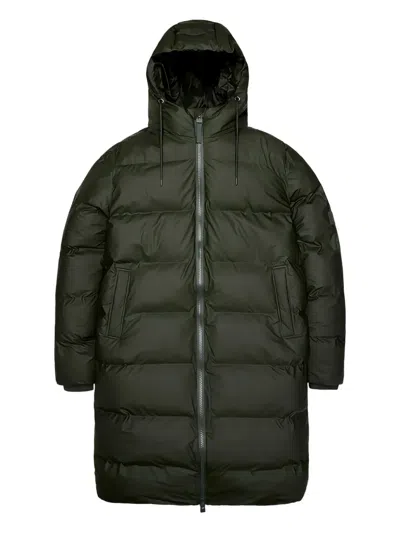 Rains Hooded Puffer Coat In Green