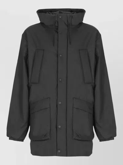 Rains Hooded Raincoat High Neck Elastic Cuffs In Black