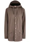 Rains Hooded Rubberised Jacket In Chocolate
