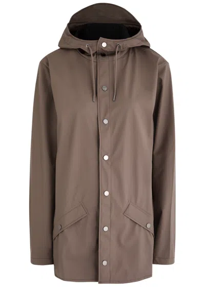Rains Hooded Rubberised Jacket In Chocolate