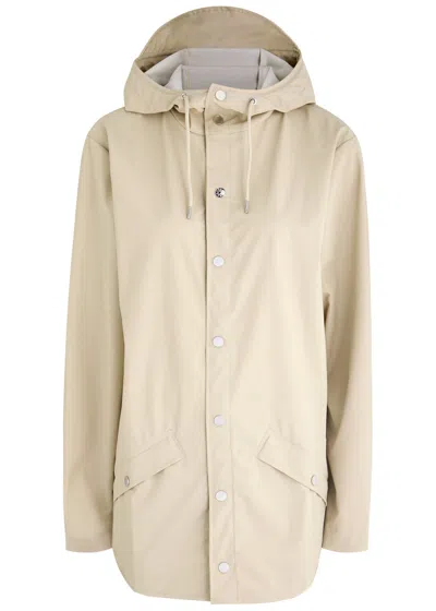Rains Hooded Rubberised Jacket In Cream