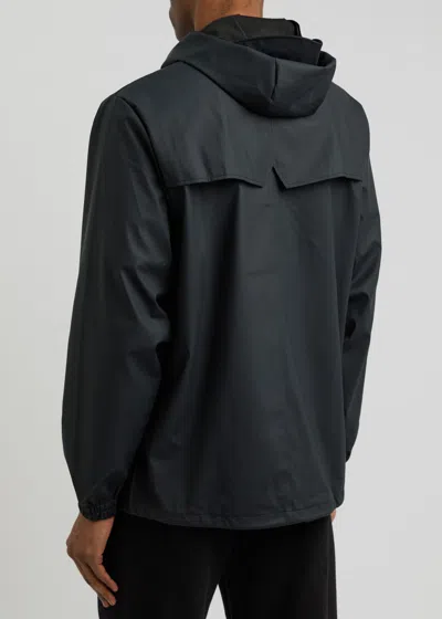 Rains Hooded Rubberised Jacket In Navy
