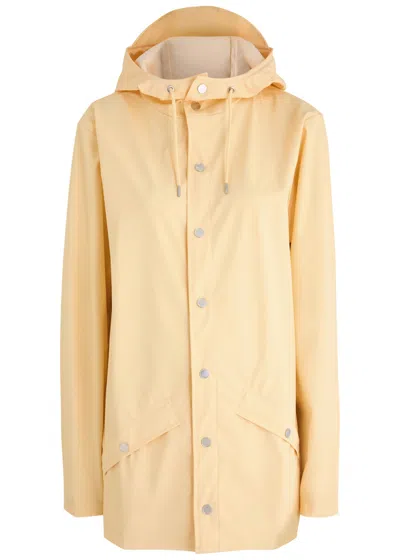 Rains Hooded Rubberised Jacket In Yellow
