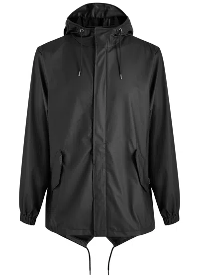 Rains Hooded Rubberised Parka In Black