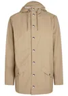 Rains Hooded Button-down Raincoat In Brown
