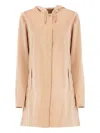 Rains Hooded Snap-button Rain Coat In Neutral