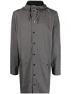 Rains Hooded Stud-fastening Raincoat In Grey