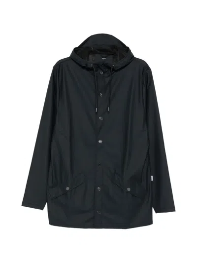 Rains Hooded Waterproof Jacket In Blue