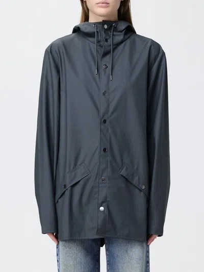 Rains Hooded Waterproof Polyester Raincoat In Gray