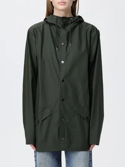 Rains Hooded Waterproof Polyester Raincoat In Green