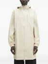 Rains Hooded Zip-front Trench Coat In Neutral