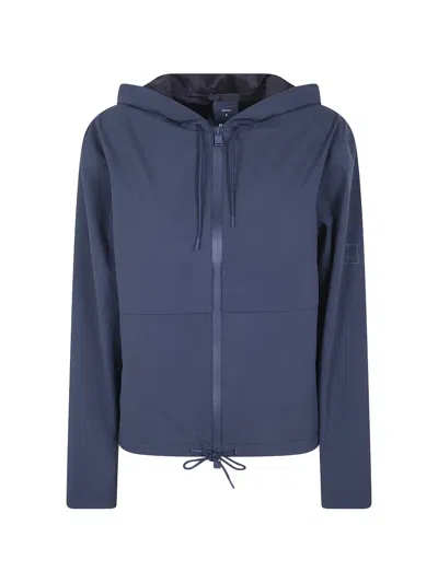 Rains Hooded Zip Jacket In Blue