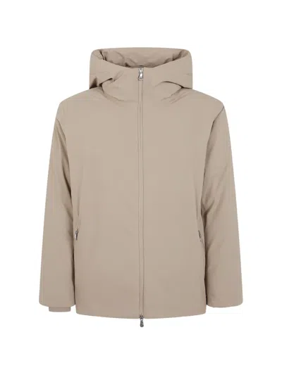 Rains Hooded Zip-up Jacket In Nude