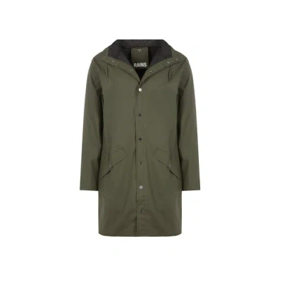 Rains Long Hooded Raincoat In Green