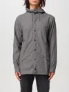 Rains Drawstring-hooded Buttoned Rain Jacket In Grau