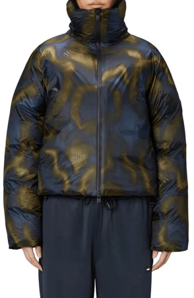 Rains Kevo Waterproof Abstract Print Puffer Jacket In Morph