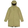 Rains Khaki Lightweight Waterproof Long Jacket In Beige
