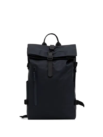 Rains Large Rolltop Buckled Backpack In Blue