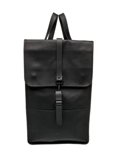 Pre-owned Rains Leather Backpack In Black