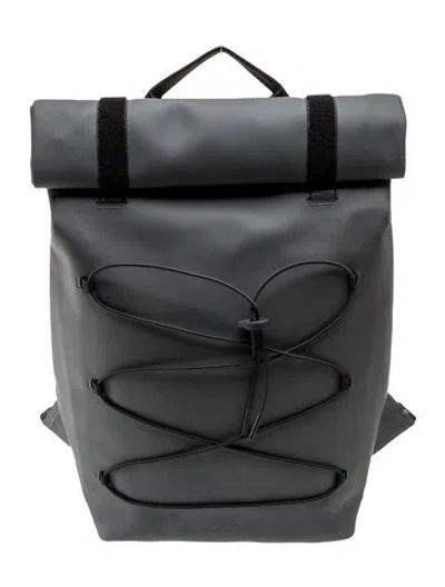 Pre-owned Rains Leather Backpack In Grey