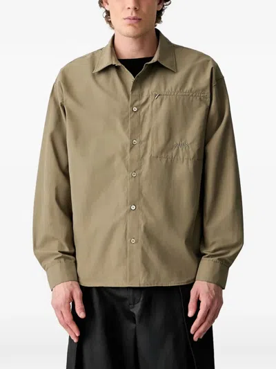 Rains Light Logo-embroidered Shirt In Brown