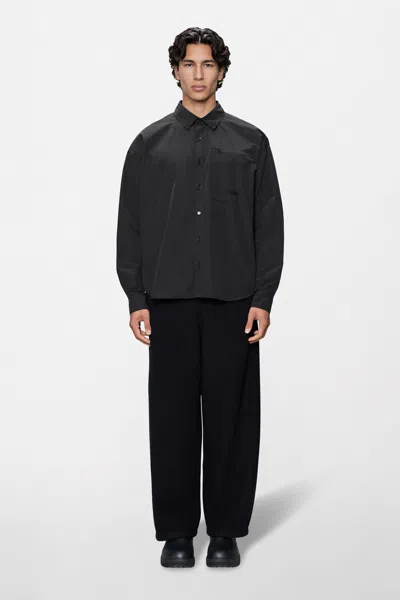 Rains Light Woven Long Sleeve Shirt In Black