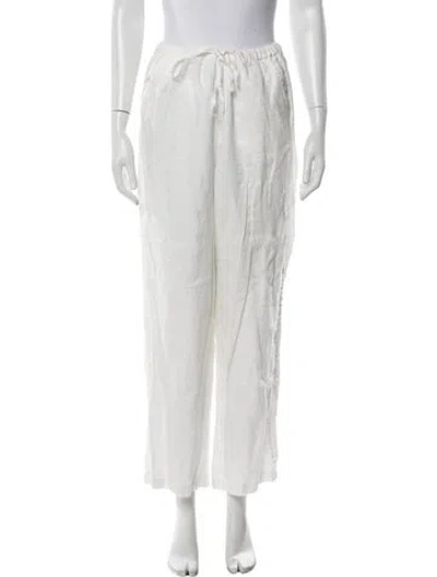 Pre-owned Rains Linen Wide Leg Pants In White