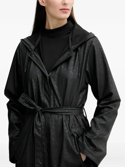Rains Logo-print Belted Raincoat In Black