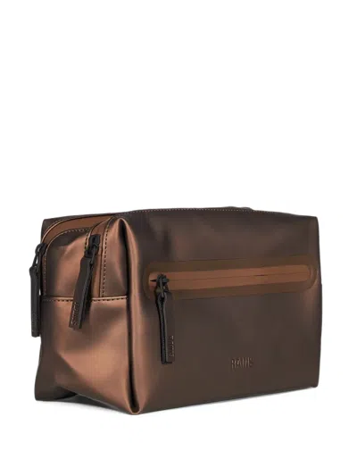Rains Logo-embossed Wash Bag In Brown