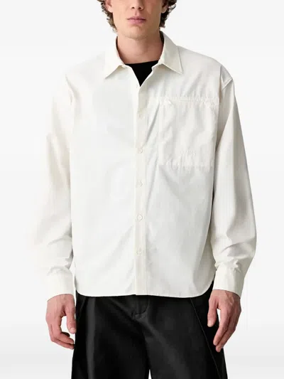 Rains Logo-embroidered Chest-pocket Shirt In White