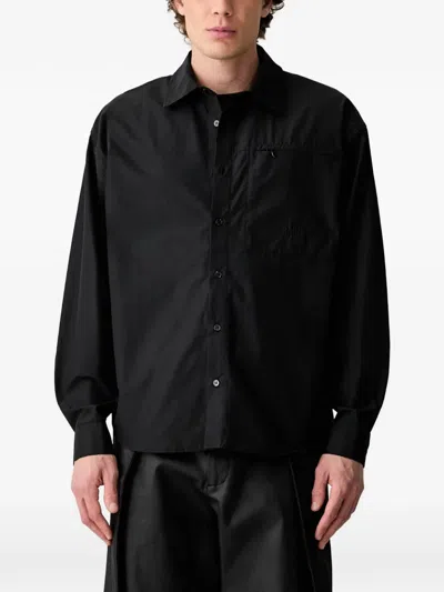 Rains Logo-embroidered Pocket Shirt In Black
