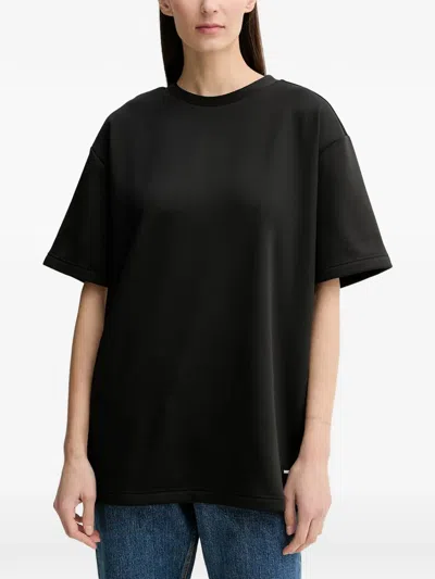 Rains Logo-patch Drop-shoulder T-shirt In Pink