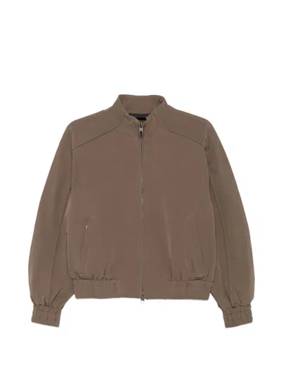 Rains Logo-patch Zip-up Jacket In Neutral