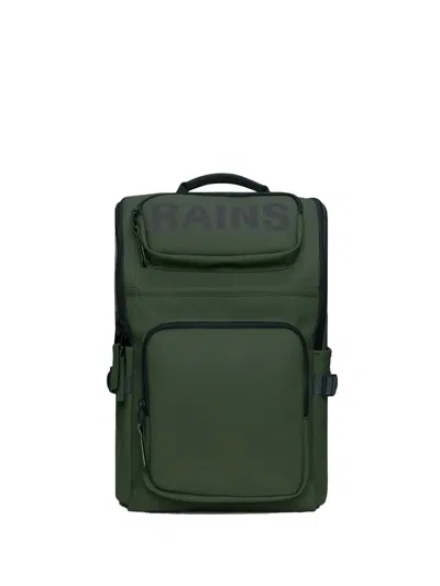 Rains Logo-print Cargo-pockets Backpack In Green