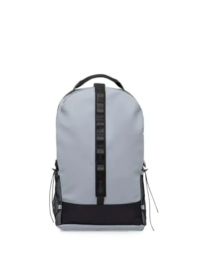 Rains Logo-tape Mesh-panel Backpack In Gray