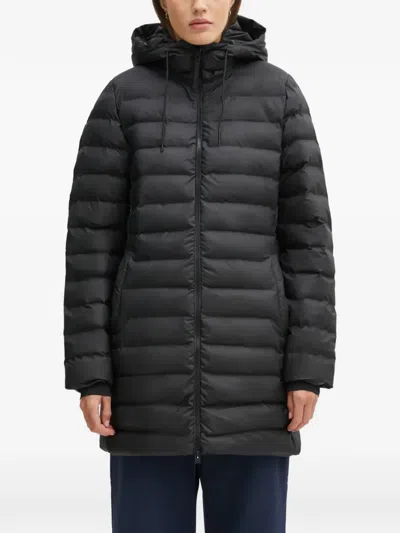 Rains Lohja Curve Waterproof Long Puffer Jacket In Black