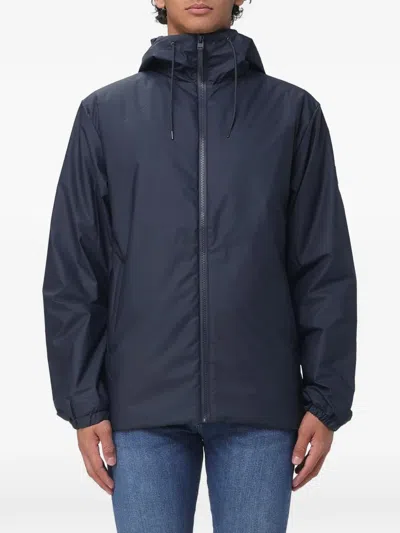 Rains Lohja Hooded Zip-up Jacket In Blue