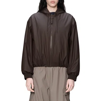 Rains Lohja Insulated Bomber Rain Jacket In Brown
