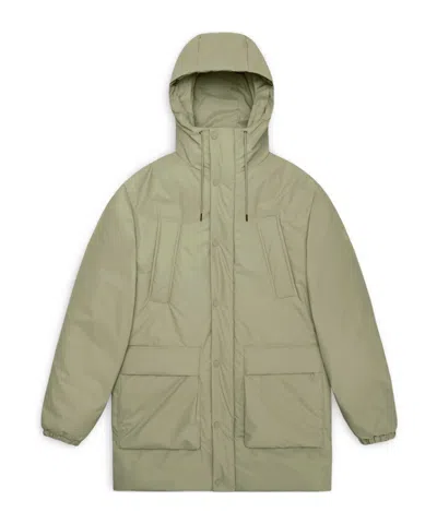 Rains Lohja Long Cargo Jacket In Green
