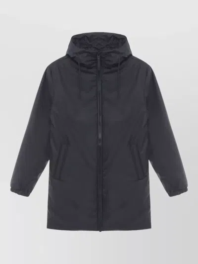 Rains Lohja Long Hooded Jacket Raincoat In Black
