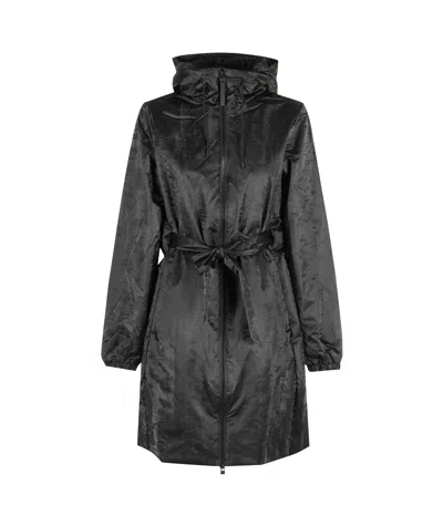 Rains Lohja Long Insulated Curve Jacket In Black
