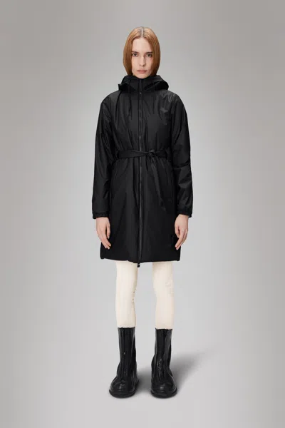 Rains Lohja Long Insulated Curve Jacket In Black