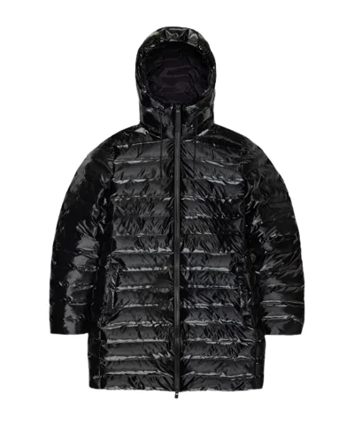 Rains Lohja Long Puffer Curve Jacket In Black